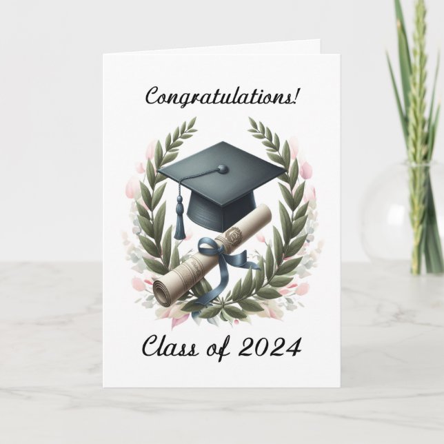 Graduation Class of 2024 Congratulations Hat Card (Front)