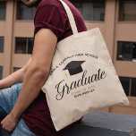 Graduation Class of 2024 Custom High School Name Tote Bag<br><div class="desc">This modern custom senior graduation tote bag features chic black and gold typography under a high school or college name for the class of 2024. Customise with your graduating year under the chic calligraphy for a great personalised graduate gift.</div>