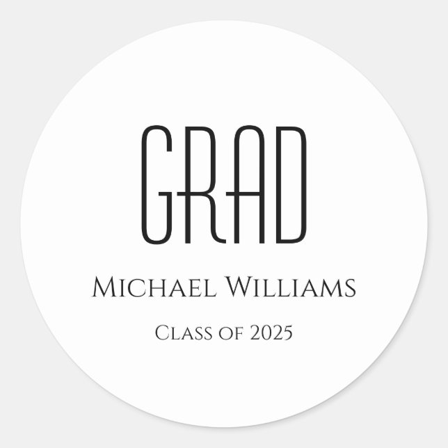 Graduation Class of 2024 Minimalist Classic Round Sticker (Front)