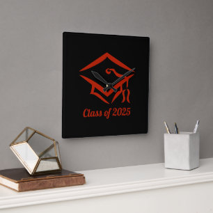 Graduation Class of 2025 BLKBRD Customise Year Square Wall Clock