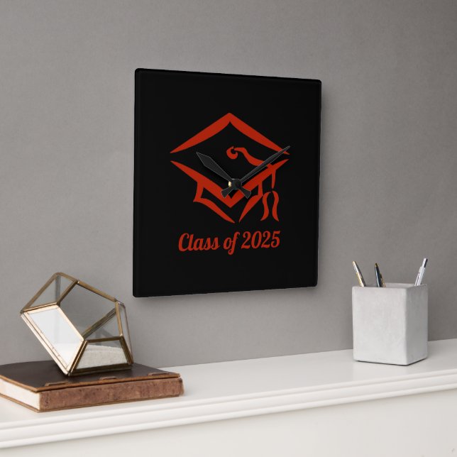Graduation Class of 2025 BLKBRD Customise Year Square Wall Clock (Office)