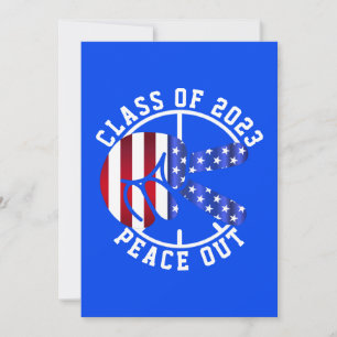 Graduation Class Of 2025 Peace Out Graduate Blue Invitation