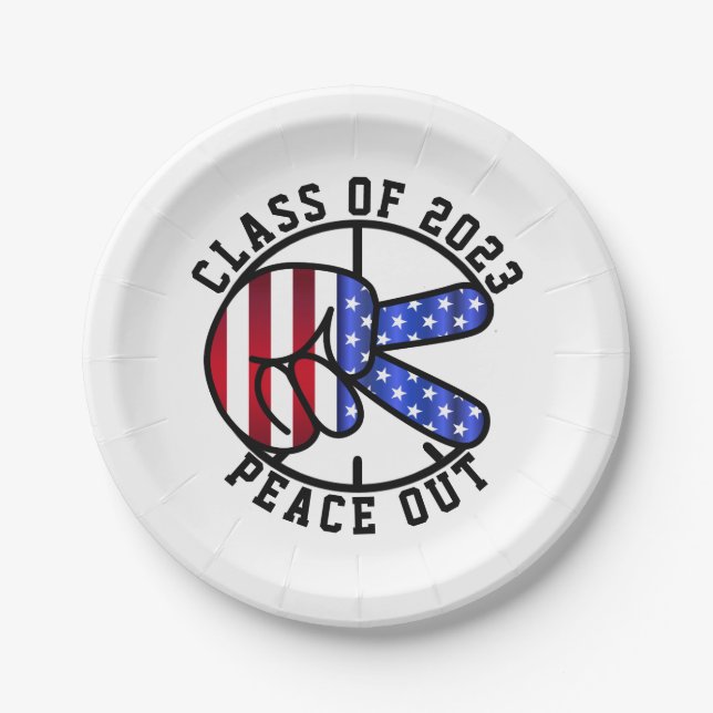 Graduation Class Of 2025 Peace Out Party Supplies  Paper Plate (Front)