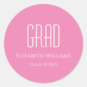 Graduation Class of 2025 Pink Minimalist Classic Round Sticker