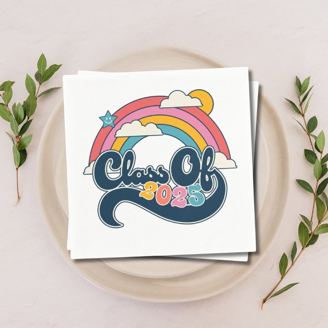 Graduation Class of 2025 Rainbow Retro Napkins (Graduation Class of 2025 Rainbow Retro Napkins)