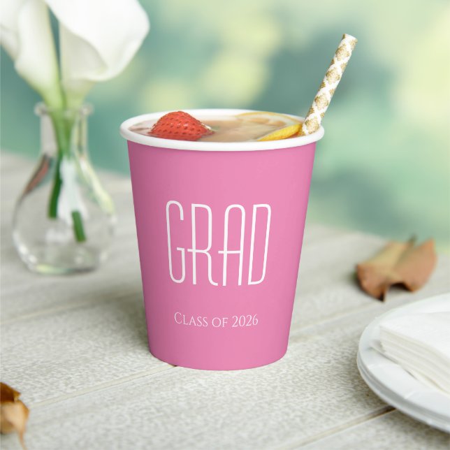 Graduation Class of 2025 Simple Pink Paper Cups (Insitu)