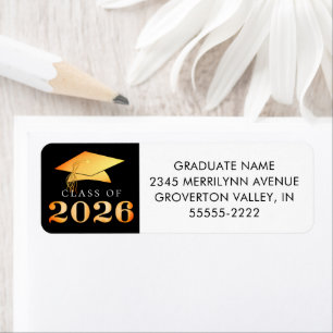 Graduation Class of 2026 Black Orange Faux Foil