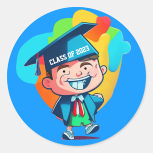 Graduation Class Of 2026 Cartoon Graduate Topper Classic Round Sticker