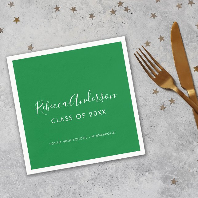 Graduation Class of 2026 Green Calligraphy Napkin (Creator Uploaded)