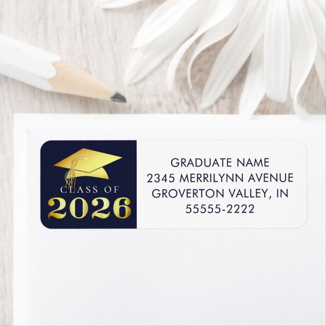 Graduation Class of 2026 Navy Gold Faux Foil (Insitu)