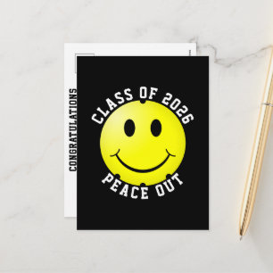 Graduation Class Of 2026 Peace Out Colourful Grad Holiday Postcard