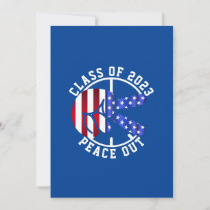 Graduation Class Of 2026 Peace Out Graduate Blue Holiday Card
