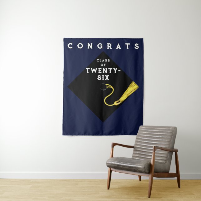 Graduation Class of 2026 Photo Backdrop Tapestry (In Situ)