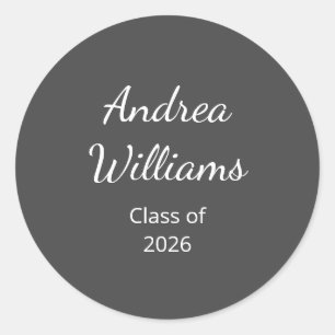 Graduation Class of 2026 Return Address Grey Classic Round Sticker