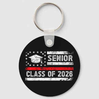 Graduation class of 2026 senior american flag high key ring