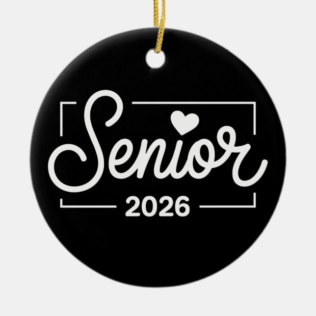 Graduation Class Of 2026 Senior Heart Graduate Ceramic Tree Decoration (Front)