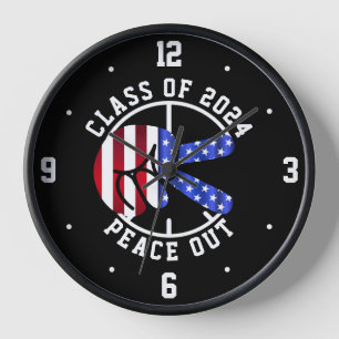 Graduation Class Of 2026 USA Peace Out Keepsake Clock