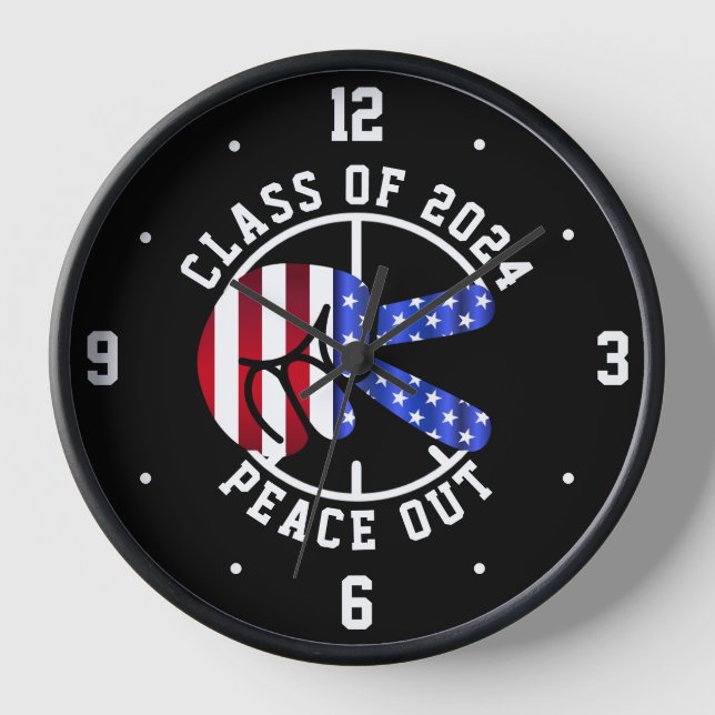 Graduation Class Of 2026 USA Peace Out Keepsake Clock (Front)