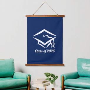 Graduation Class of 20?? BLUCLWHT Customise Year Hanging Tapestry
