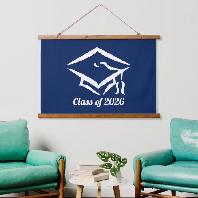 Graduation Class of 20?? BLUCLWHT Customise Year Hanging Tapestry (Living Room)
