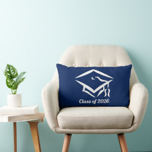 Graduation Class of 20?? BLUCLWHT Customise Year Lumbar Cushion