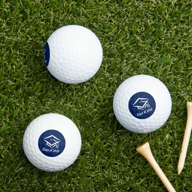 Graduation Class of 20?? BLUCLWHT Customize Year Golf Balls (Insitu Grass)
