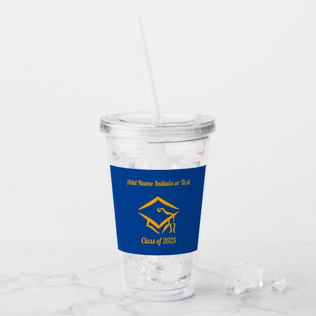 Graduation Class of 20?? BLUGLD Customise Year Acrylic Tumbler (Front Ice)