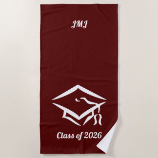 Graduation Class of 20?? BURWHT Custom Year Name Beach Towel