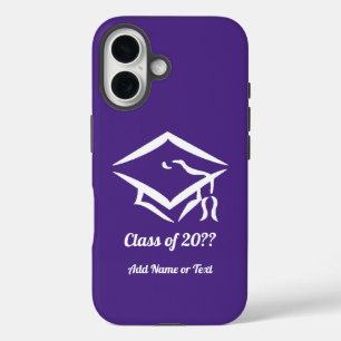 Graduation Class of 20?? PURWHT Custom Year Name iPhone 16 Case