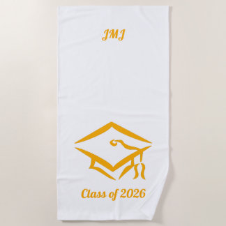 Graduation Class of 20?? WHTGLD Custom Year Name Beach Towel