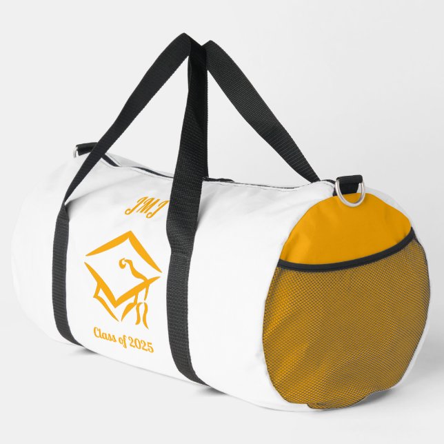 Graduation Class of 20?? WHTGLD Custom Year Name Duffle Bag (Right Corner)
