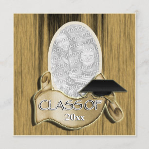 Graduation class of 20xx photo elegant wood invitation