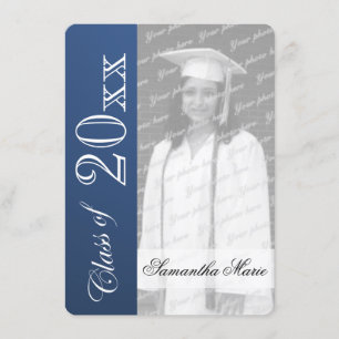Graduation Class of Blue Graduation Photo Invitation