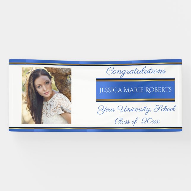 Graduation, Class of, Blue & Silver, Photo, Banner (Horizontal)
