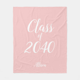 Graduation Class Of Blush Pink Personalised Fleece Blanket
