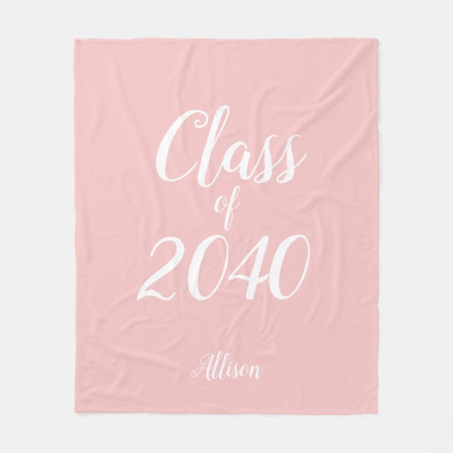 Graduation Class Of Blush Pink Personalised Fleece Blanket (Front)