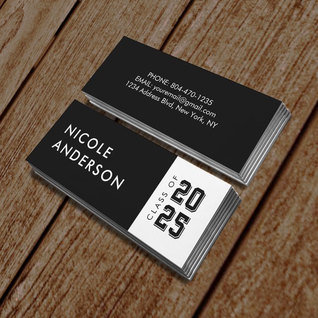 Graduation Class of Contact Info Black Mini Business Card (Graduation Class of Contact Info Black Mini Business Card
)