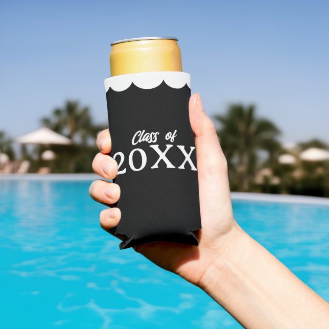 Graduation Class of Personalised Black and White Seltzer Can Cooler (In Situ Pool)