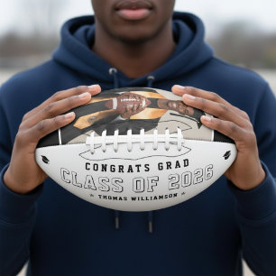 Graduation Class of Photo Congrats Black & White Football