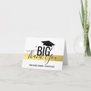 GRADUATION CLASS OF - THANK YOU Gold Foil White Card
