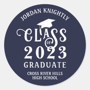 Graduation Class of Year Custom Colour Classic Round Sticker