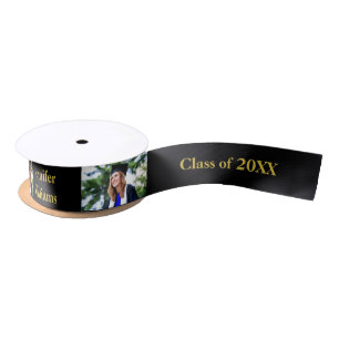 Graduation Class of Year Custom Name Photo Gold  Satin Ribbon
