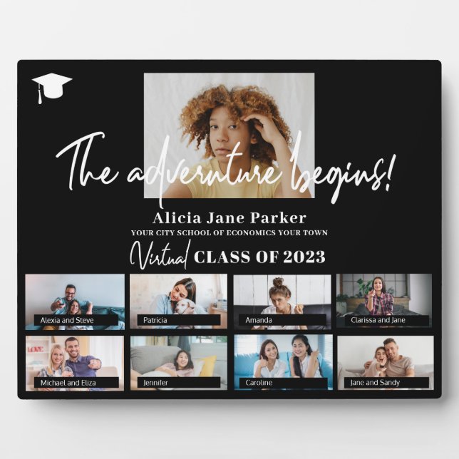 Graduation class of year custom photo collage plaque (Front)