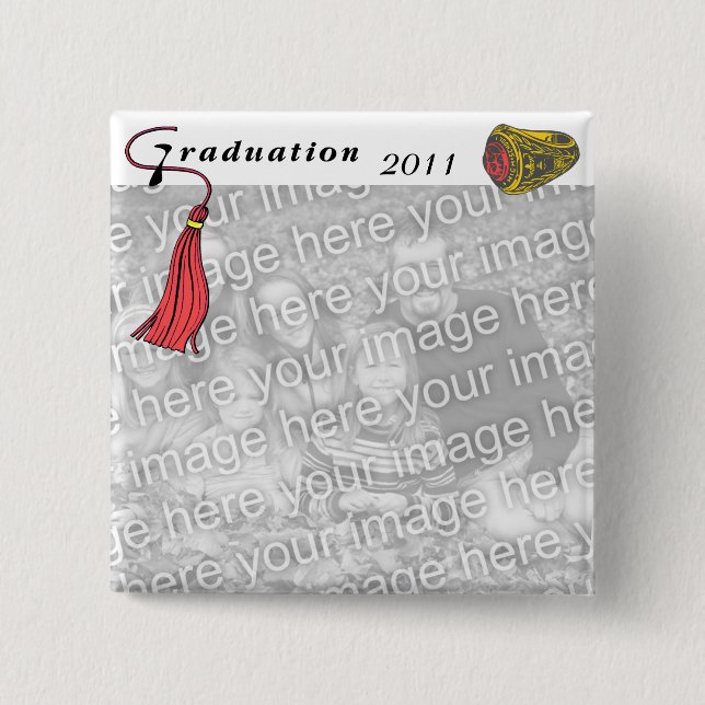 Graduation Class Ring RED 15 Cm Square Badge (Front)