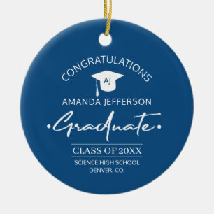 Graduation class year and school graduate photo ceramic tree decoration