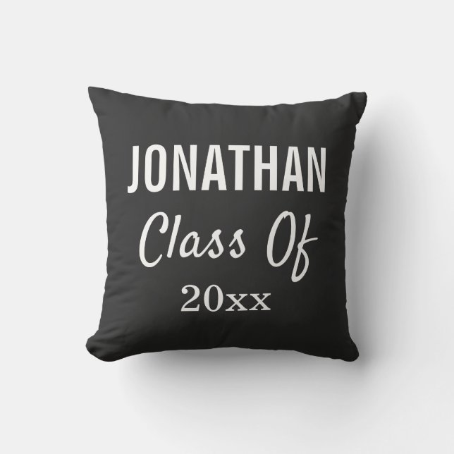Graduation Class Year Black Modern Typography Cushion (Front)