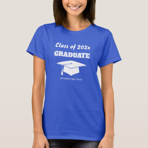 Graduation Class Year Celebration White Mortar Hat T-Shirt
