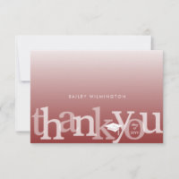 Graduation Class Year Dark Red Modern Thank You