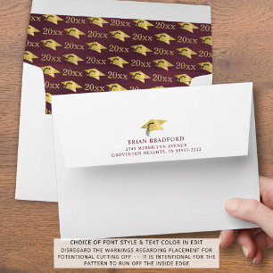 Graduation Class Year Faux Metallic Maroon Gold Envelope