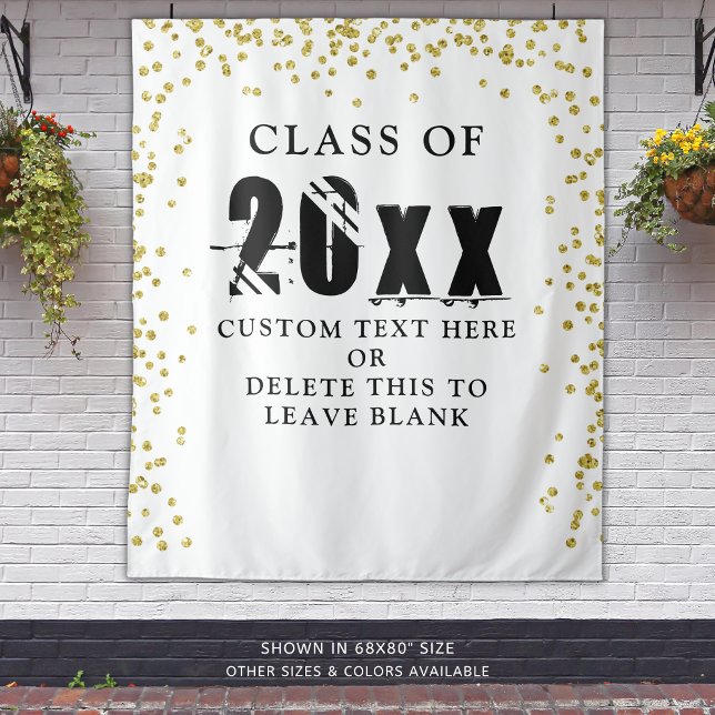 Graduation Class Year Gold Confetti Backdrop Tapestry (Creator Uploaded)